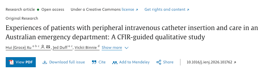 “It’s Not Just a Cannula”: What Patients in an Australian ED Said About PIVC Insertion and Care “It’s Not Just a Cannula”: What Patients in an Australian ED Said About PIVC Insertion and Care